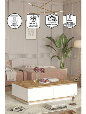 Maison Luré Orta Sehpa 60X90CM 2 Kapaklı Çam-Beyaz