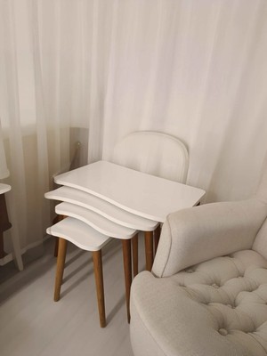 Maison Luré Ağaç Ayaklı 4'lü Zigon Sehpa Krem