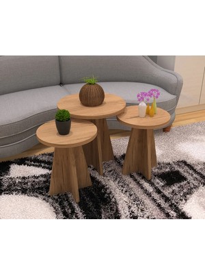 Maison Luré 3'lü Ahşap Zigon Sehpa Seti – Modern ve Dekoratif