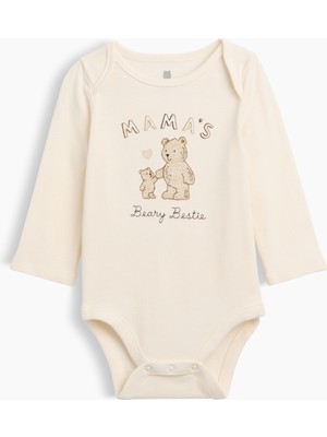 Gap Bebek Krem Organik Pamuk Family Grafik Baskılı Bodysuit