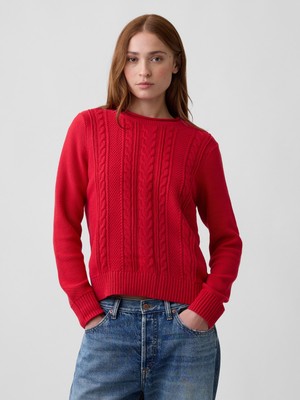 Gap Kadın Kırmızı Rollneck Cable Örgü Kazak