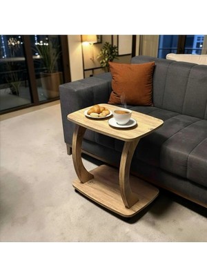 Maison Luré Büyük Boy C Sehpa 60X40X60 cm Koltuk Yanı Laptop Kahve Sehpası Yan Sehpa
