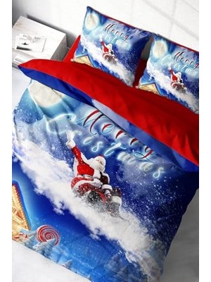 Ertürk Store Yılbaşı Süsü Merry Christmas Çift Kişilik 3D Nevresim Takımı Pamuk Saten, MONOHOME1429