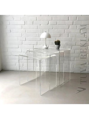 Maison Luré Şeffaf Pleksi Zigon Sehpa Takımı 3'lü Set