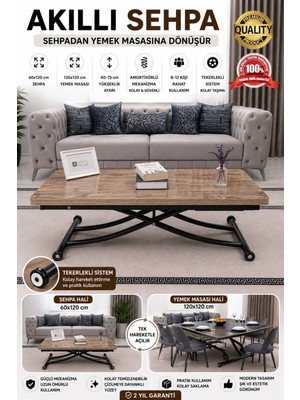 Maison Luré Juppo Akıllı Sehpa Mdf Antiklayt Oval Köşe Alt Siyah Orta Sehpa