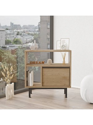 Maison Luré Kapaklı Metal Ayaklı Bohem Yan Sehpa Komodin