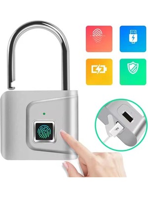 Powermaster PM-26729 Anahtarsız Şarjlı Parmak Izi Güvenlik Kilidi Asma Kilit