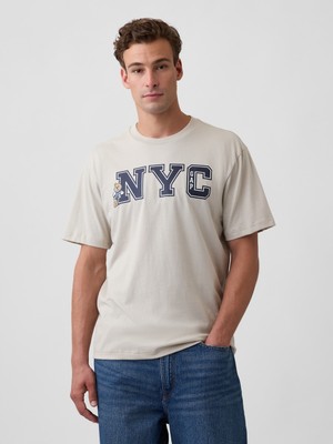 Gap Erkek Krem Everyday Soft Relaxed Grafik Baskılı T-Shirt