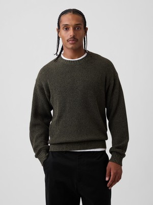 Gap Erkek Koyu Yeşil Relaxed Shaker Kazak