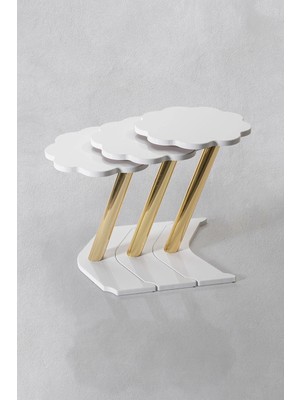 Maison Luré 3 Lü Gold Papatya Zigon Sehpa - Beyaz