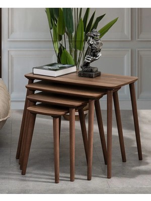 Maison Luré 4lü Mdf Ahşap Zigon Sehpa - Ceviz