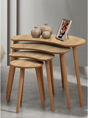Maison Luré 4lü Mdf Ahşap Zigon Sehpa - Meşe