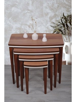 Maison Luré 4 Lü Mdf Ahşap Zigon Sehpa Ceviz