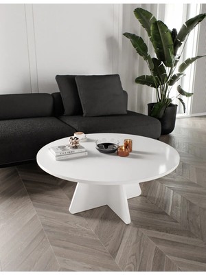 Maison Luré 90CM Orta Sehpa - Beyaz, Ceviz, Meşe, Traverten Desenli Mdf
