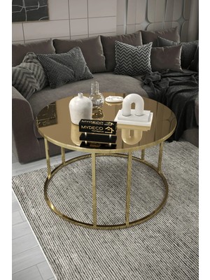 Maison Luré Bronz Ayna Gold Kaplama Çift Bacak C Orta Sehpa