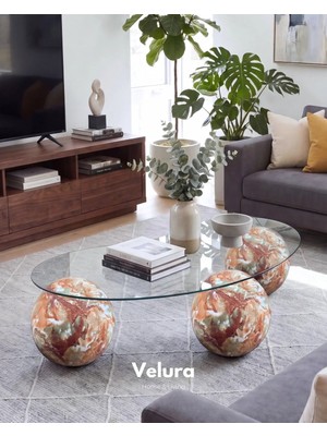 Maison Luré Mars Mermer Fasulye Şeffaf Küre Orta Sehpa