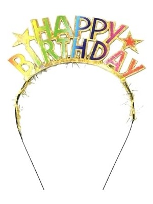 Ertürk Store Gökkuşağı Happy Birthday Taç Doğum Günü Parti Süsleme Tacı