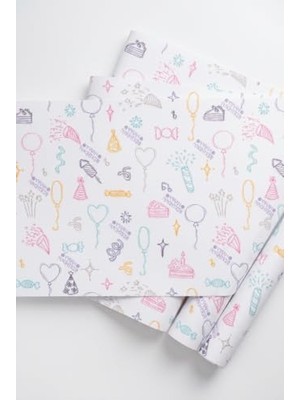 Doğum Günü Temalı Hediye Paketleme Kağıdı 50X35 Cm, 10 Adet