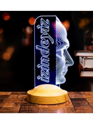Ertürk Store Atatürk Temalı Atatürk Izindeyiz 3D LED Gece Lambası, Ofis ve Iş Yeri Hediyesi