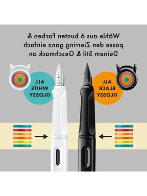 Lamy Safarı Dolma Kalem Metal Klıps Ef Uc All Whıte Multı Coloured Rıngs Set