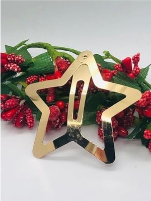 Ertürk Store Gold Rengi Yıldızlı Çıtçıtlı Saç Tokası 2 Adet (5.5 Cm) Sarı Tek Ebat