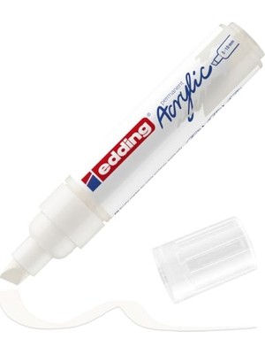 Ertürk Store 5000 Akrilik Kalem Geniş - Beyaz - 1 Su Geçirmez Akrilik Markör - Kesik Ucu 5-10 mm