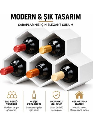 Maison Luré Kahverengi Özel Renk Nostaji Modern Yatay Tasarım 5 Hazneli Şarap Şişe Stan