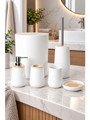 Nokka Eva 6 Parça Bambu Detaylı Banyo Seti