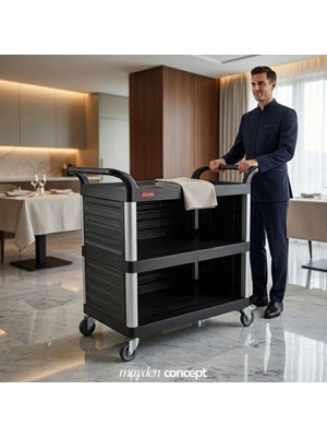 Maison Luré 3 Katlı Çevresi Kapalı Servis Arabası Gri Şaraplık & Servis Arabası