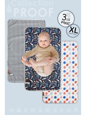 Ertürk Store 3'lü Alt Açma Değiştirme Örtüsü Sıvı Geçirmez Koruyucu Alez Yıkanabilir Bebek Bakım Pedi Xl