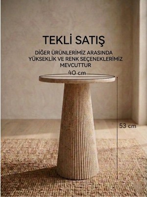 Maison Luré Traverten Tekli Mantar Sehpa Yükseklik 53 cm Zigon