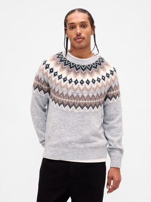 Gap Erkek Gri Fuzzy Relaxed Fair Isle Kazak