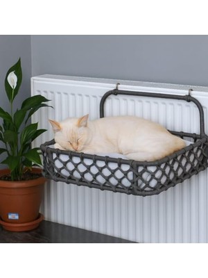 Kedi Kalorifer Yatağı Dekoratif Tasarım (Antrasit)