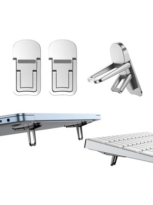 Moddestore 2 Adet Mini Katlanabilir Dizüstü Bilgisayar Laptop Standı, Taşınabilir Klavye Yükseltici 2 Ayarlanabilir Açılar, Kendinden Yapışkanlı Görünmez Dizüstü Bilgisayar Standı Masa Için (Gri)