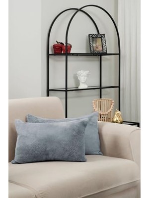 Formeya Çift Tarafı Wellsoft Kumaş 2'li 35X55 cm Hediyelik Dekoratif Pelüş Kırlent Kılıfı Yastık Kılıfı Gri