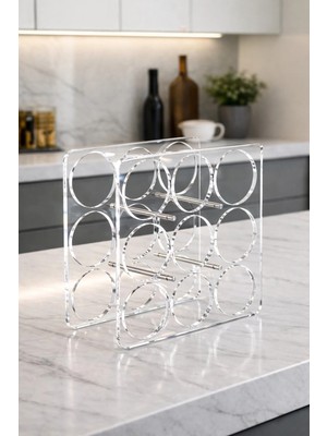 Maison Luré Pleksi Şişe Rafı, Şeffaf 9 Şişelik Şaraplık & Servis Arabası