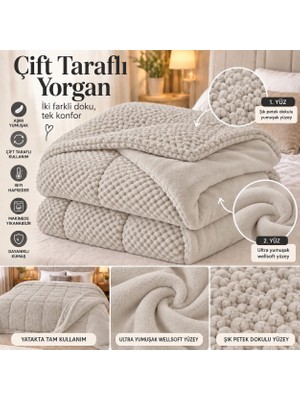Dolce Mariee Çift Kişilik | Çift Taraflı Welsoft Yorgan – Ultra Yumuşak, Sıcak Tutan Yorgan 200X220cm - Taş