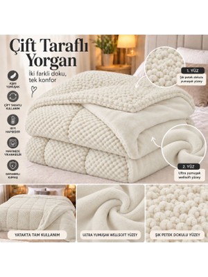 Dolce Mariee Çift Kişilik | Çift Taraflı Welsoft Yorgan – Ultra Yumuşak, Sıcak Tutan Yorgan 200X220cm - Krem