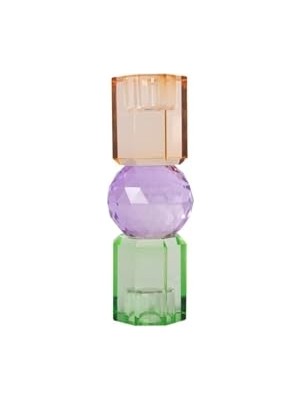 Ertürk Store Nane, Menekşe ve Açık Kahverengi Kristal Mum Tutucu, 16,5x6 cm