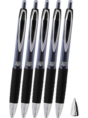 Siyah Pilot Kalem 5 Adet Uniball Signo Micro 207 0.5 mm Roller Uç Kalem UMN-207 Inci Uçlu Likit Mürekkepli Jel Kalem