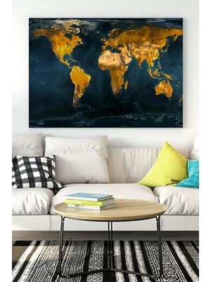 Ertürk Store (PSTER16940) Masmavi Dünya Haritası Kanvas Tablo 30 x 40