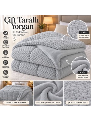 Dolce Mariee Çift Kişilik | Çift Taraflı Welsoft Yorgan – Ultra Yumuşak, Sıcak Tutan Yorgan 200X220cm - Açık Gri