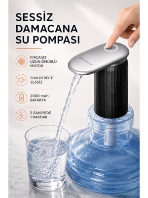 Ultra Sessiz Şarjlı Otomatik Damacana Su Pompası Yüksek Hızlı Akış 2000MAH Pil