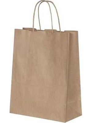 Burgu Saplı Kraft Kağıt Çanta 19X8X24 cm - 25 Adet