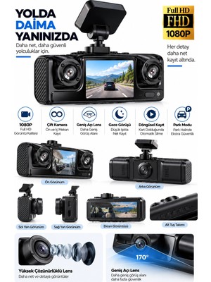 Geniş Açılı Full Hd 1080P Araç Kamerası 2 Adet