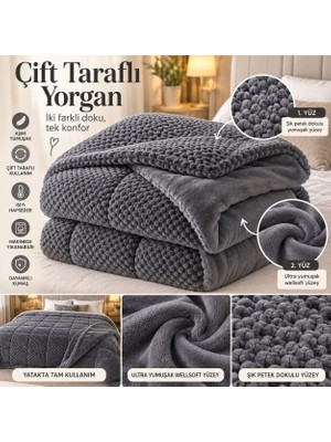 Dolce Mariee Çift Kişilik | Çift Taraflı Welsoft Yorgan – Ultra Yumuşak, Sıcak Tutan Yorgan 200X220cm - Antrasit