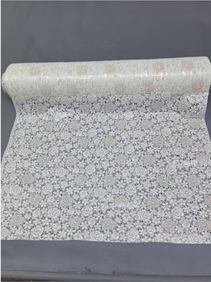 Ertürk Store Başak Ev TEKSTILI(3489) Pvc Küpür Dantel Raf ve Dolap Örtüsü Runner (Beyaz) Beyaz-50 x 200