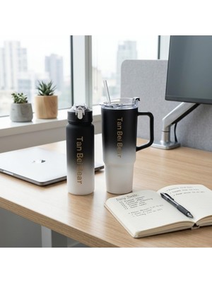 2’li Matara ve Pipetli Mug Bardak Seti – 900 ml Spor Suluk + 1500 ml Pipetli Termal Mug Bardak, Günlük Kullanım Için Içecek Seti