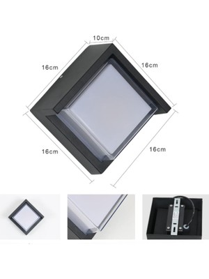 Ucuz Geldi Modern LED Duvar Aplik, 15W, 1500 Lümen, 3200K, Gün Işığı, IP44, Siyah, Modern Tasarım LED Aplik Iç ve Dış Mekan Duvar Lambası Cata Dominik Gün Işığı Bahçe Duvar Apliği