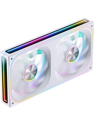 Jonsbo ZA-240W Pc Kasa Fanı, Hepsi (2) Bir Arada, 2X120MM Argb Fanlı Tek Çerçeve Ünitesi, Pwm, 3pin Argb, 4 Taraflı Infinity Ayna Fanı 2400RPM, Alüminyum Isim Plakası, 28MM Kalın Beyaz